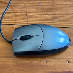 Wired Gray and Black Computer Mouse